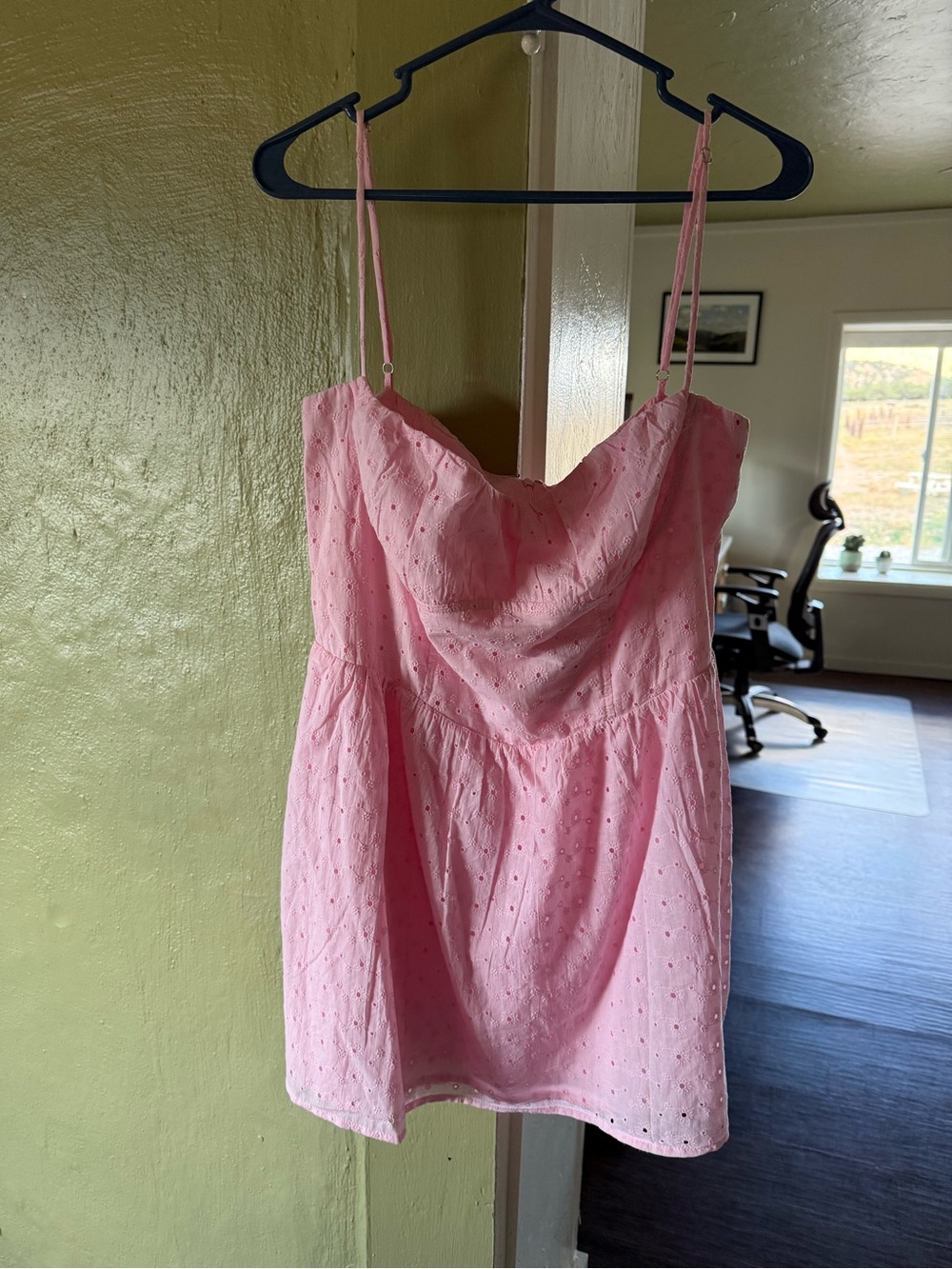 Princess Polly Pink Eyelet Spaghetti Strap Mini Dress